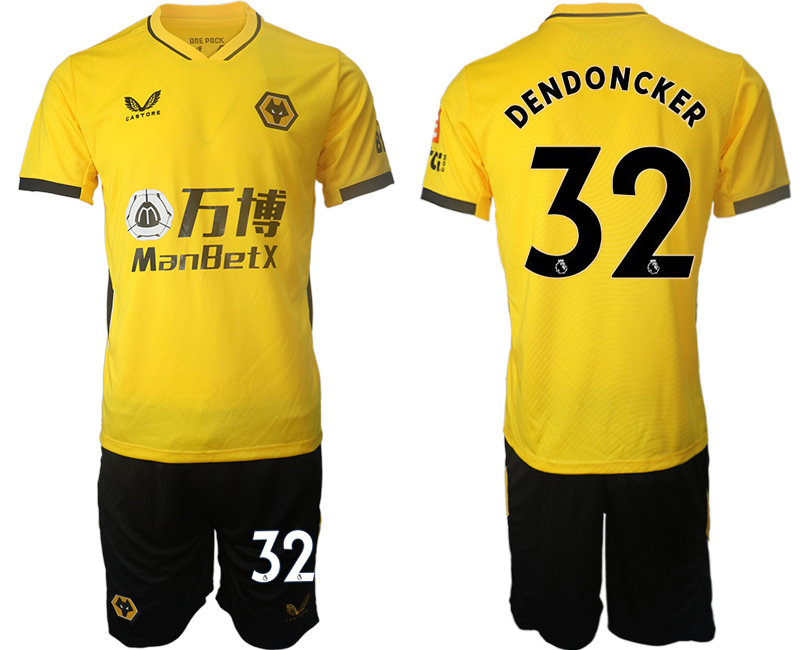 Men 2021-2022 Club Wolverhampton Wanderers home yellow #32 Soccer Jersey